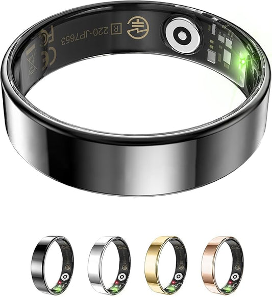 Fitness Tracker, Smart Ring for Women Men, Sleep Tracker Ring with 24/7 Heart Rate Monitor, Fitness Ring with Activity Tracker, Step Counter, Calorie Pedometer, No APP Fee, iOS Android (Black, 11)