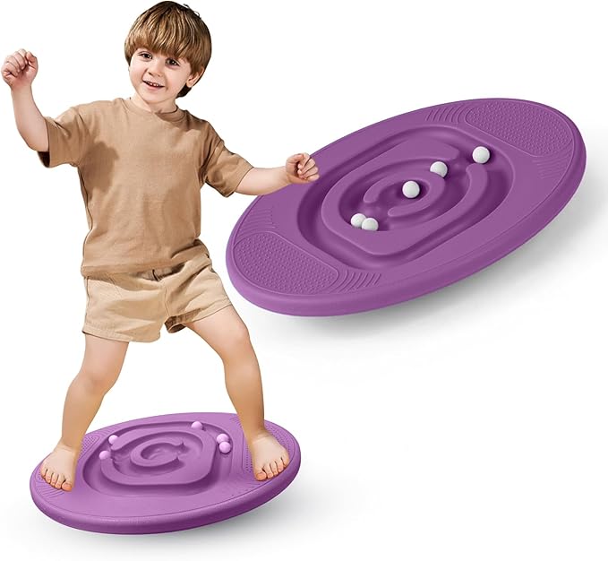 Balance Board for Kids with Maze - Plastic Wobble Board for Skiing Surfing Snowboard Training, Non-Slip Sensory Rocker Board for Toddlers 3-12, Core Strength Physical Therapy Equipment & Skateboard Balance Trainer