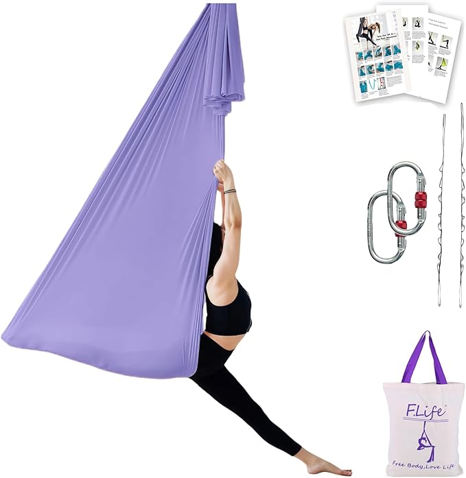 F.Life Aerial Silk Yoga Hammock & Swing for yoga Inversion,Strength training,starter hardware kit