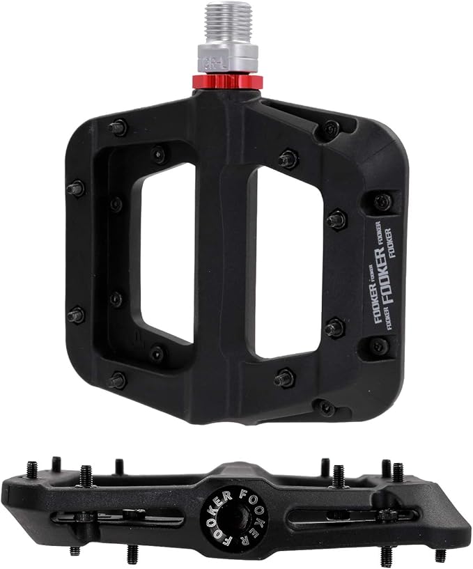 FOOKER MTB Pedals Mountain Bike Pedals 3 Bearing Non-Slip Lightweight Nylon Fiber Bicycle Platform Pedals for BMX MTB 9/16"