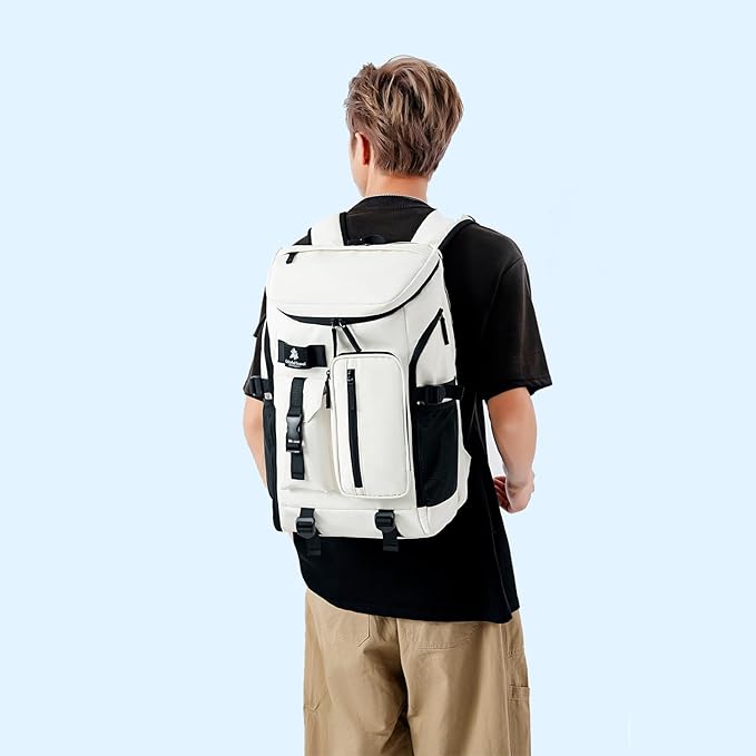 Gym Duffle Tennis Bag Backpack 4-Way Waterproof with Shoes Compartment for travel Sport Hiking laptop (Sea salt white02)