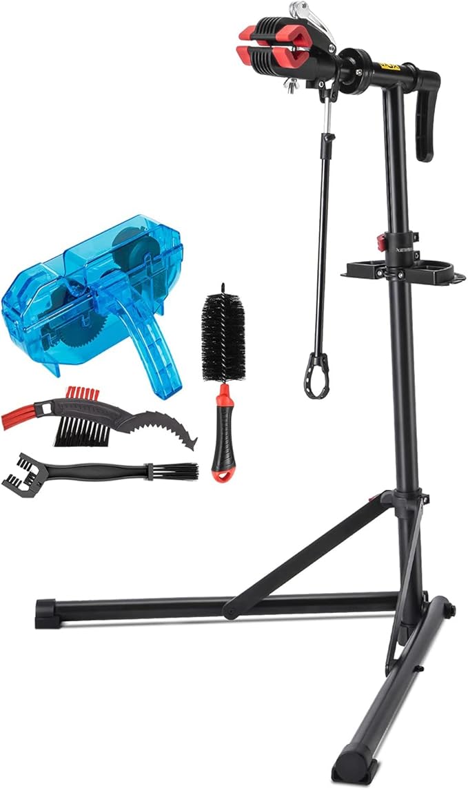 CXWXC Bike Repair Stand with Cleaner - Shop Home Bicycle Mechanic Maintenance Rack- Welded Head Height Adjustable for EBIKE Mountain Bikes and Road Bikes