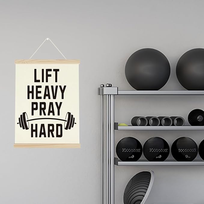 Gym Motivational Posters Funny College Dorm Posters Gifts for Guys Girls Friends Lift Heavy Pray Hard Gym Flag Wall Art Decor Sign for Home Gym Bedroom Office