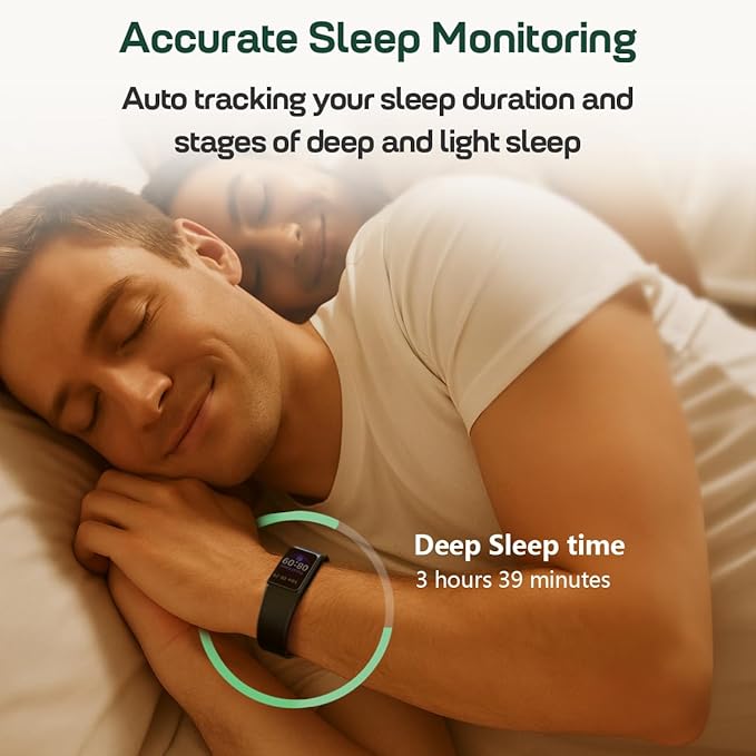 FITVII Looki-mini Fitness Trackers, Slim AMOLED Fitness Watch 2025 with 24/7 Heart Rate, Blood Pressure, Blood Oxygen, Stress Monitor, Step Calorie Counter, IP68 Waterproof Smart Watch for Women Men