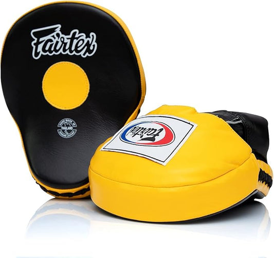 Fairtex FMV9 Contoured Focus Mitts |Striking Accuracy & Protection for Boxing, Muay Thai, Kickboxing |Ergonomic Design, Soft Padding, Secure Fit Leather