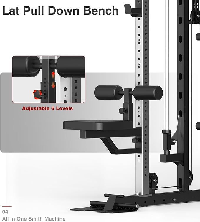 DONOW Smith Machine with Weight Stacks Power Cage Squat Rack Dual Cable Crossover Machine Home Gym Systems Station LAT Pull Down