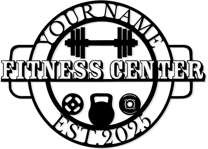 Customized Metal Gym Name Sign, Personalized Sports Room Wall Art,Metal Gym Sign,Unique Fitness Wall Sign, Gym Lovers Unique Gift, Gym Wall Art,Training Center Sign (Style-12)