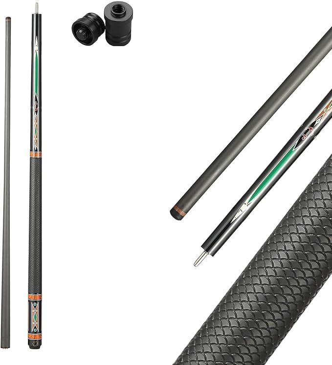 CROWN ME Carbon Fiber Pool Cue Stick, 12.5mm Tip Soft Grip Billiard Carbon Fiber cue, Weight 20OZ Cue Stick, 58" Pool Table Sticks