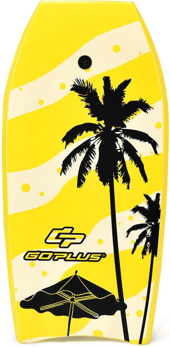 Goplus 41''/37''/33'' Lightweight Body Board for Beach, Surf Board with EPS Core, XPE Deck, HDPE Slick Bottom, Wrist Leash, Bodyboard for Kids Adults Surfing