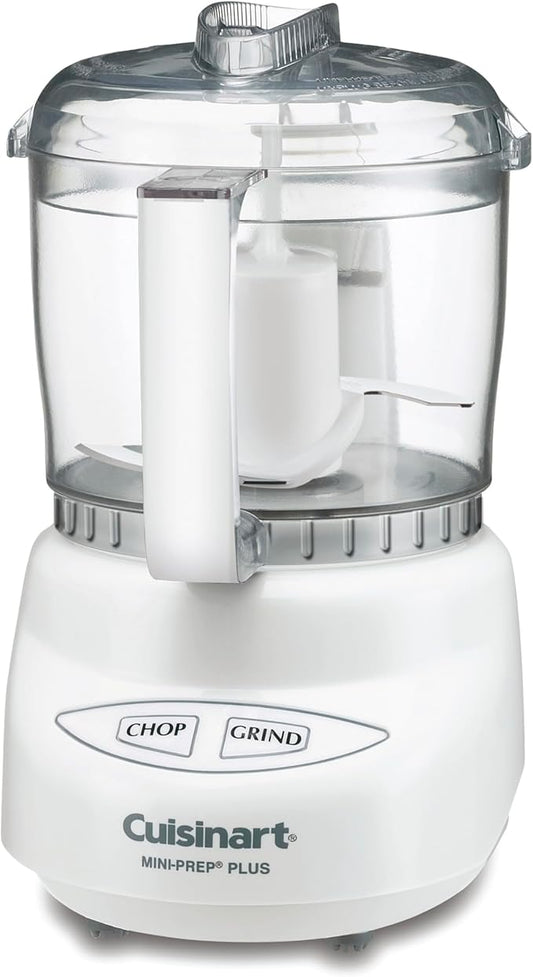 Cuisinart Mini-Prep Plus Food Processor, 24-Ounce Mini Food Processor to Chop Herbs, Vegetables, and Hard Cheese, 24-Ounce Work Bowl, Reversible Stainless Steel Blade, DLC-2A, White