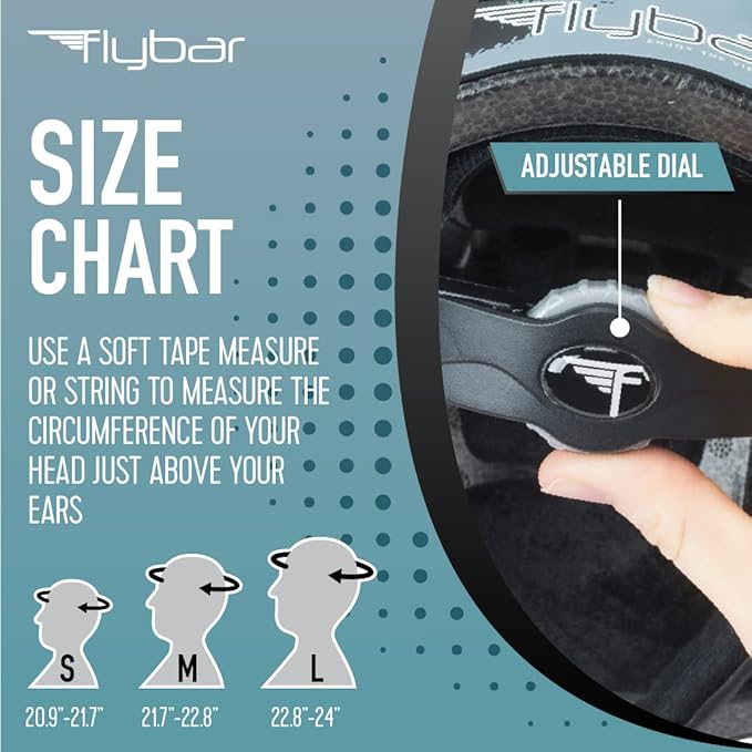 Flybar Bike Helmet- Multi Sport Dual Certified Adjustable Dial, Lightweight Skateboard Helmet, Roller Skating, Pogo, Electric Scooter, Snowboard, Boys and Girls Kids- Adults Helmets