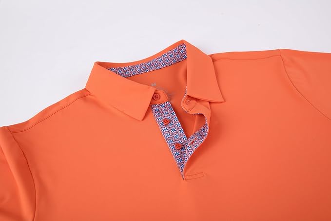 Alex Vando Mens Golf Shirt Moisture Wicking Quick-Dry Solid Short Sleeve Polo Shirts for Men