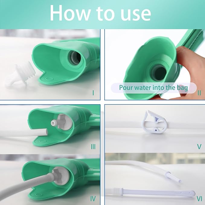 Coffee Enema Bag Kit, Douche Bag Combination Kit for Men and Women 5ft PVC Hose, 2L Capacity Water Colon Detox Cleanse Kit (Green, 2L)