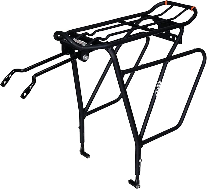 Ibera Bike Rack - Bicycle Touring Carrier Plus+ for Disc Brake/Non-Disc Brake Mount, Fat Tire Bikes, Frame-Mounted for Heavier Top & Side Loads, Height Adjustable for 26"-29" Frames