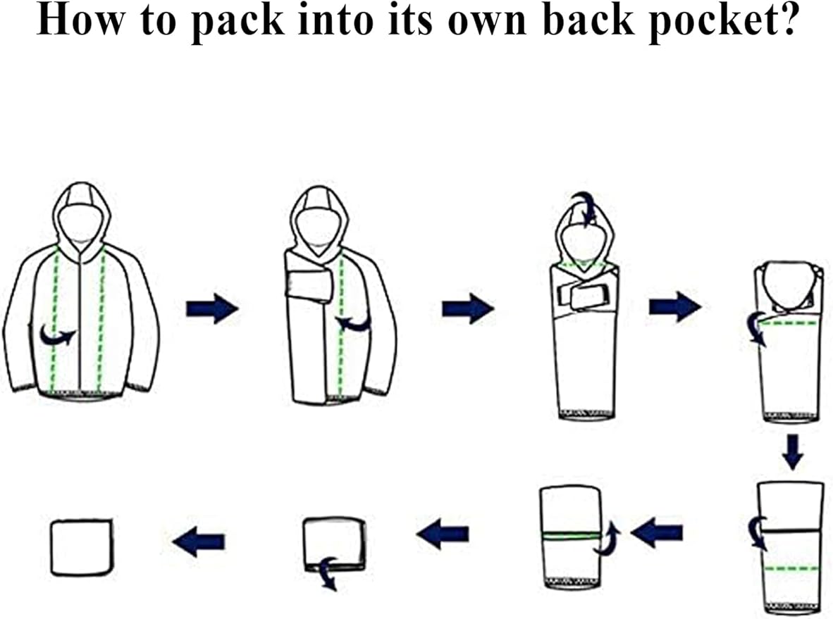 COOFANDY Men's Packable Rain Jacket Lightweight Waterproof Raincoat with Hood Travel Hiking Golf Windbreaker