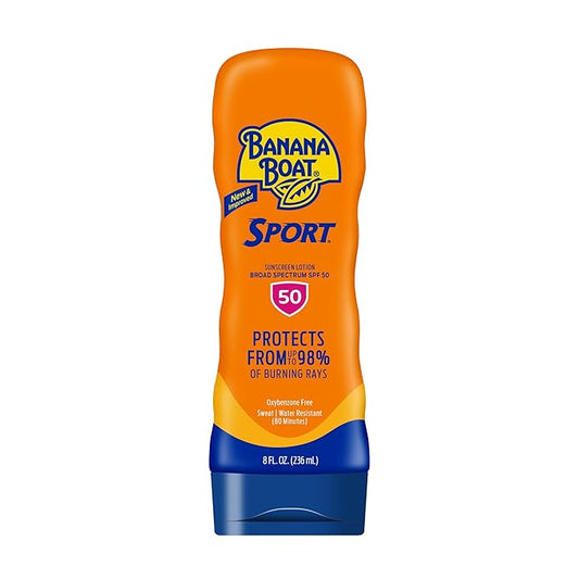 Banana Boat Sport Ultra SPF 50 Sunscreen Lotion, 8oz | Banana Boat Sunscreen SPF 50 Lotion, Oxybenzone Free, Sunblock, Water Resistant, 8oz