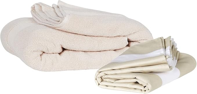 Dock & Bay Beach Towel - Quick Dry, Sand Free - Compact, Lightweight - 100% Recycled - Includes Bag - Cabana Light - Bora Bora Beige - Extra Large (200x90cm, 78x35)