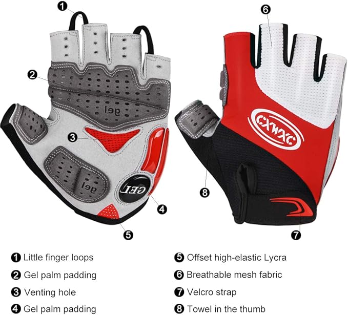 CXWXC Cycling Gloves for Men Women - Breathable Gel Road Mountain Bike Riding Gloves - Anti-Slip Bike Glove for Fitness Cycling Training Outdoor Sports