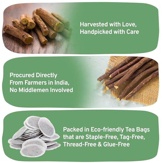HANDPICK, Licorice Root Tea Bags (50 Count, 2g/tea bag) Licorice Tea | Non-GMO, Caffeine Free | Goodness of Cinnamon, Blackpepper, Clove, Cardamom & Ginger