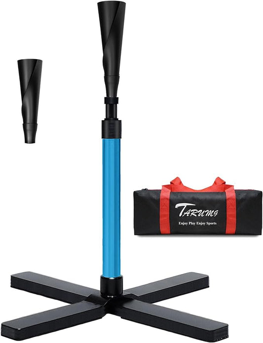 Baseball&Softball Tee,Batting Tee,Adjustable Height:25-37 inches，2 Flexible Top Rubber,X-Style Foldable&Heavy-Duty Base and Carrying Bag for Easy Store&Carrying