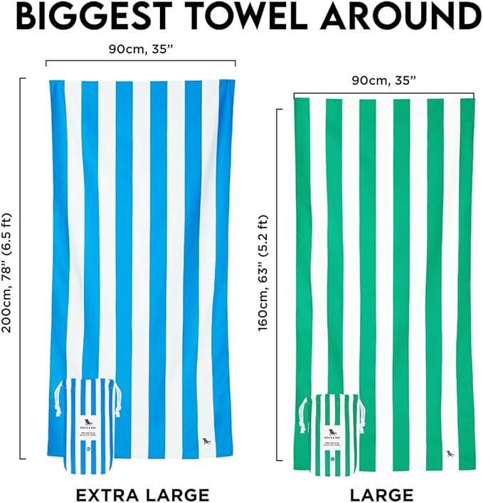 Dock & Bay Beach Towel - Quick Dry, Sand Free - Compact, Lightweight - 100% Recycled - Includes Bag - Cabana - Set A (4), Large (160x90cm, 63x35)