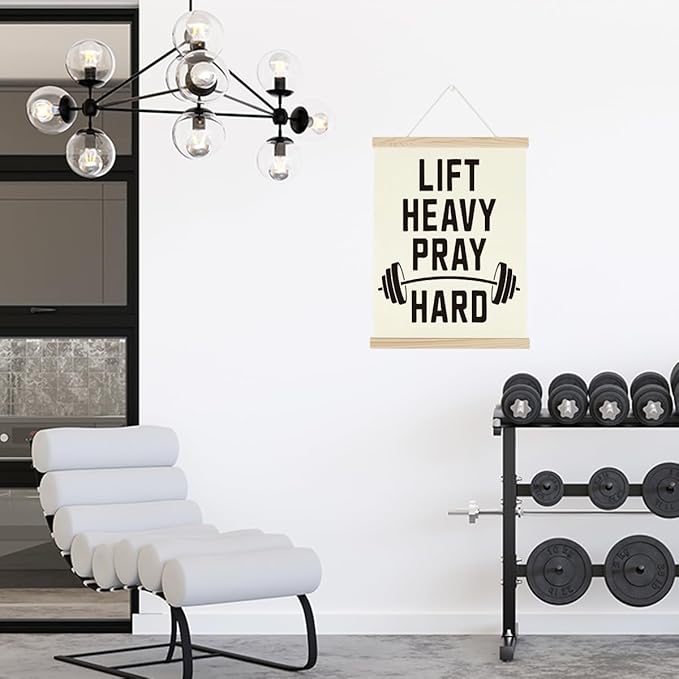 Gym Motivational Posters Funny College Dorm Posters Gifts for Guys Girls Friends Lift Heavy Pray Hard Gym Flag Wall Art Decor Sign for Home Gym Bedroom Office