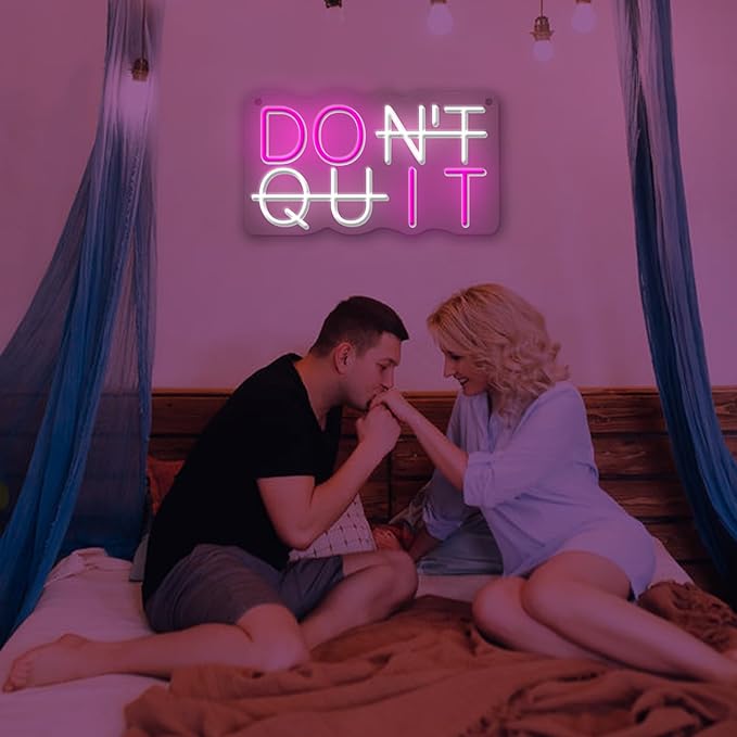 Don't Quit Neon Sign for Wall Decor LED Gym Neon Light Signs for Bedroom Home Office Hotel Pub Cafe Recreation GymRoom Game Room Fitness Club Décor Boyfriend Gift