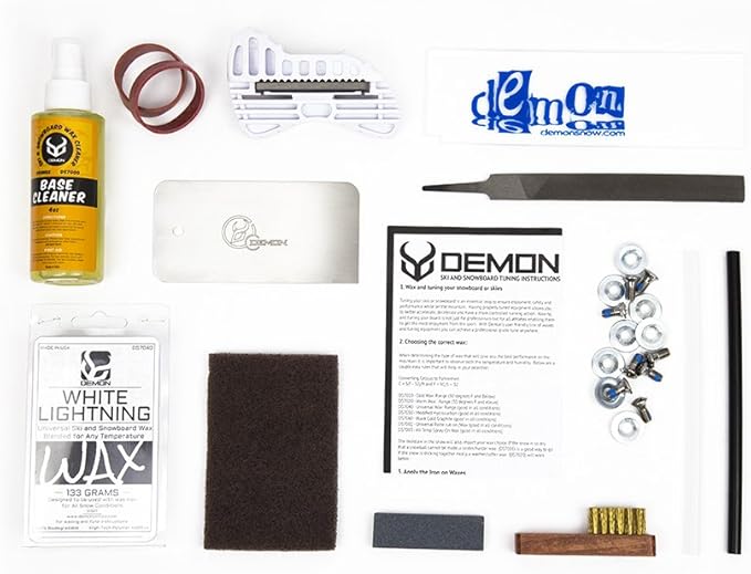 Demon Mechanic Ski & Snowboard Tuning Kit with Universal Wax & Base Cleaner