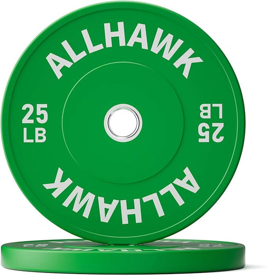 Colorful Olympic Bumper Plates, 2-inch Stainless Steel Insert, Virgin Rubber Weight Plate Set for Barbell Weight Lifting and Strength Training Home Gym