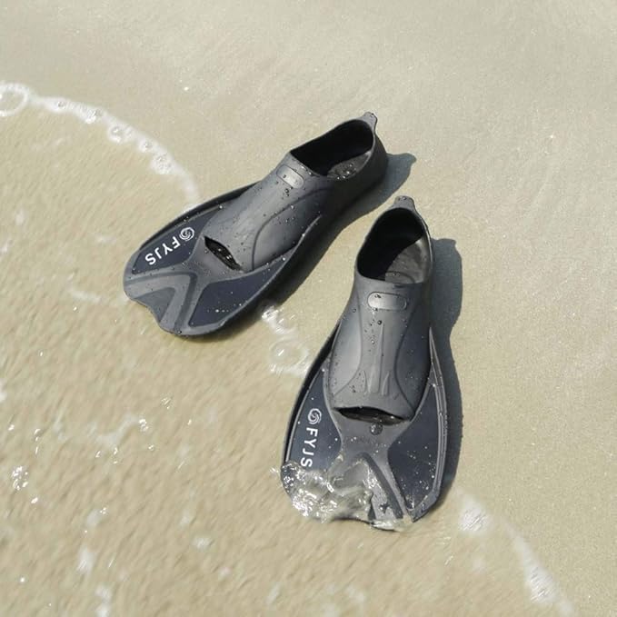 FYJS Short Swim Fins with Comfortable Full Foot Pocket Travel-Size for Snorkeling and Scuba Diving