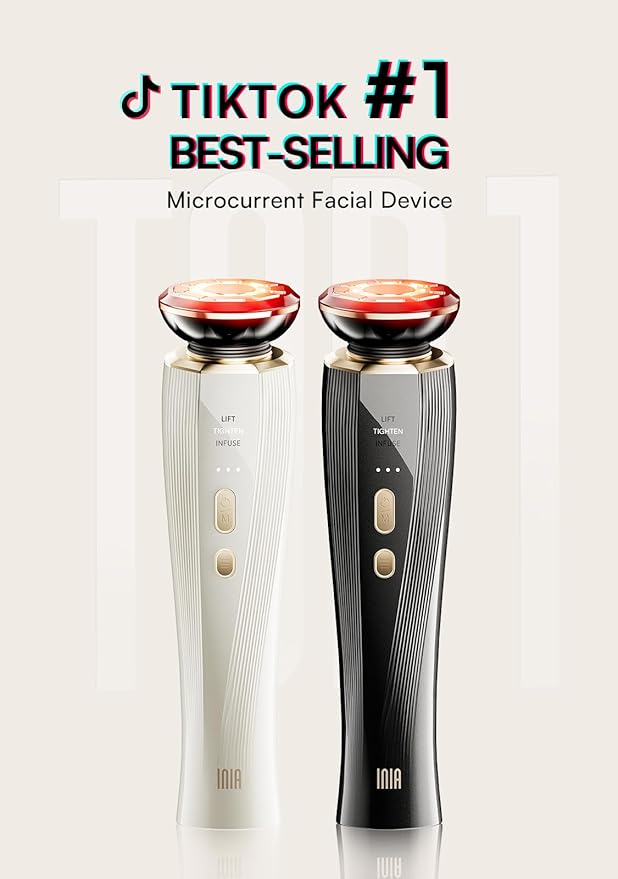 INIA 3-in-1 Red Light Therapy for Face and Neck Facial Massager True Beauty Glow Device, Lifting & Firming Skincare Tool