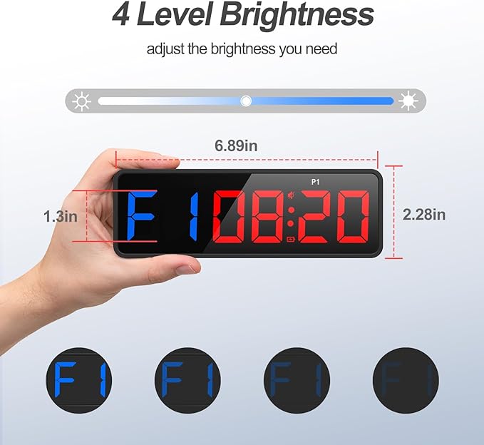 ANJANK Small Portable Gym Timer Clock, Strong Magnet, Workout Interval Timer with Powerful Battery, Stopwatch, Remote Control, Adjustable Brightness, Fitness Digital Timer for Home/Garage/Boxing
