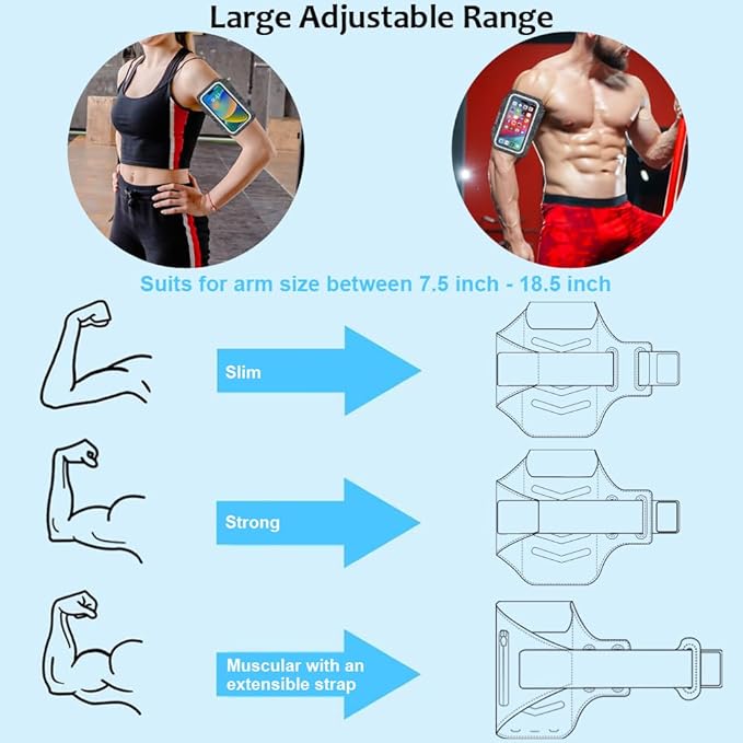 Arm Band for Phone for Running, Phone Holder for Running for iPhone & Samsung Galaxy, Cell Phone Armband Holder for Walking, Gym, Workout, w/Adjustable Strap&Zipper Pocket (Black Heather-S)