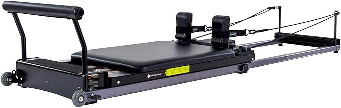 Balanced Body Metro IQ Pilates Reformer with Wheels, Pilates Exercise Equipment, Workout Equipment for Home or Studio, Black Upholstery