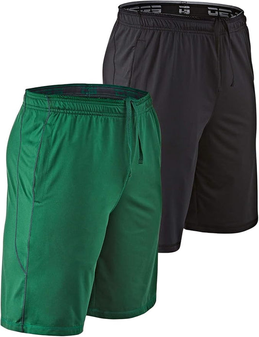 DEVOPS Men's 2-Pack Loose-Fit 10" Workout Gym Shorts with Pockets