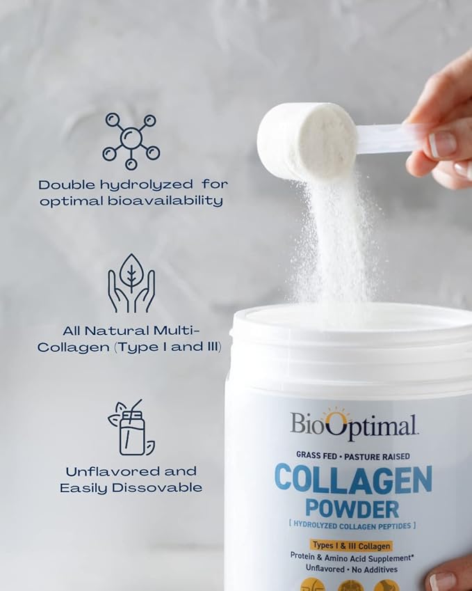 Collagen Peptides Powder - Grass-Fed, Pasture-Raised Hydrolyzed Protein Supplement for Skin, Hair, & Nails - Non-GMO, Zero Sugar Daily Supplement for Men & Women (45 Servings)