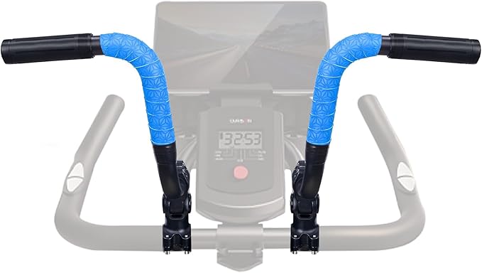 Handlebar Extender for Peloton Indoor Exercise Bikes, 1 Pair of Ultimate Handlebar Extension of Peloton Accessories (Sheep-horn (with Blue Tapes & Grips))
