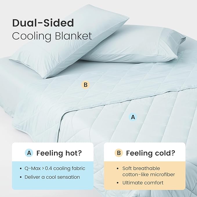 Cozy Bliss Cooling Blanket for Hot Sleepers, Q-Max 0.4 Cooling Comfort Queen Size, Cold Blankets for Night Sweats Sleeping, Ultra-Cool Lightweight Breathable Summer Blanket for Bed