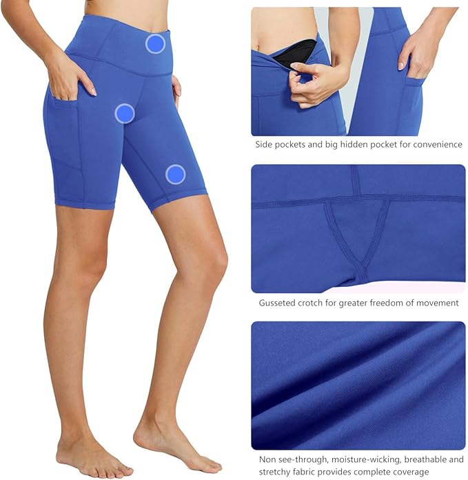 baleaf Women's 8"/ 5"/ 3" Biker Shorts High Waist Yoga Workout Gym Running Volleyball Spandex Shorts with Pockets