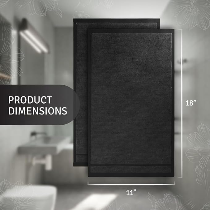 Creative Scents 100% Cotton Velour Fingertip Towels - 4 Pack 11 by 18 Inch – Decorative, Extra Absorbent and Soft Face Towel, Ideal for Bathroom and Powder Room (Black)