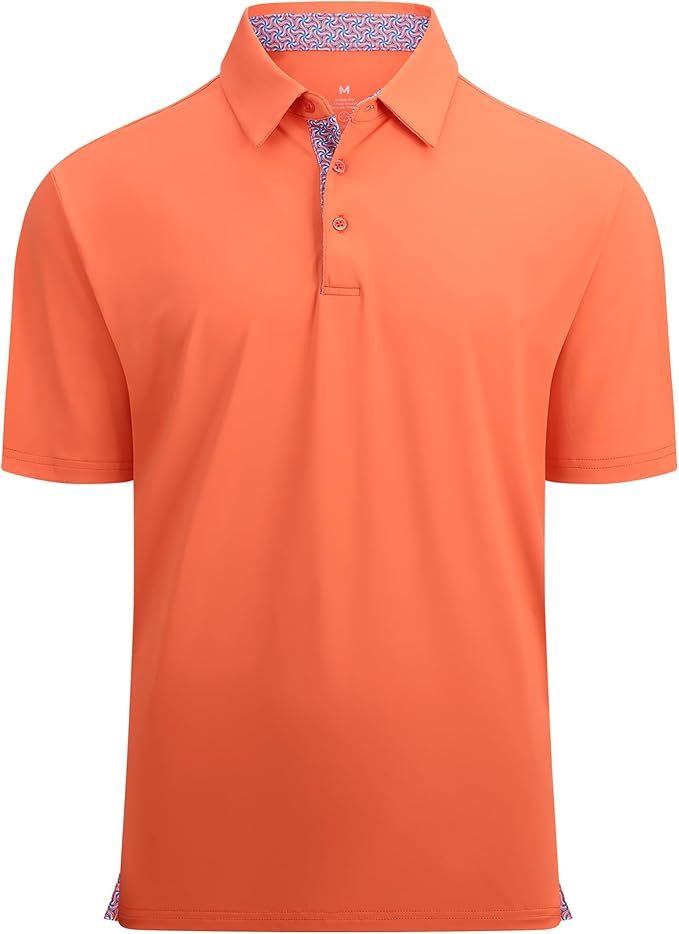 Alex Vando Mens Golf Shirt Moisture Wicking Quick-Dry Solid Short Sleeve Polo Shirts for Men