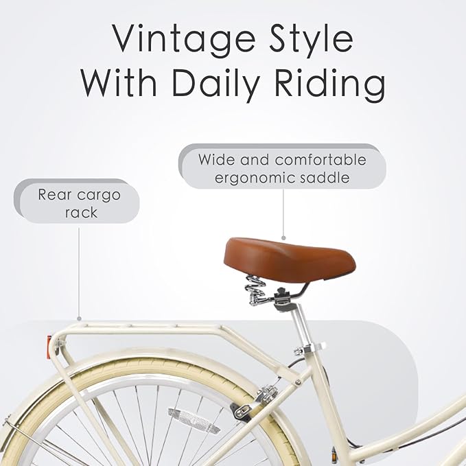 AVASTA Astrid Vela Hybrid Bike for Adult Women Female Lightweight Step Through 26 Inch High Tensile Steel Frame City Commuter Comfort Lady Bicycle, 6-Speed, Multiple Colors