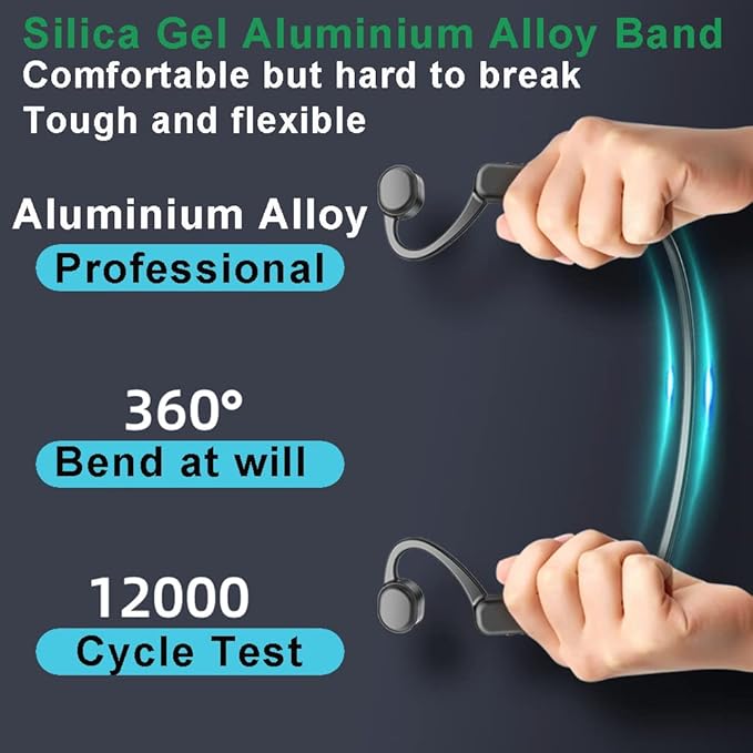 IHAO Swimming Headphones True Bone Conduction Open Ear Headset MP3 Player Built-in 32G Memory IP68 Underwater Waterproof Stereo Bluetooth Earphone for Driving Bicycling Running Skiing-X6 Black