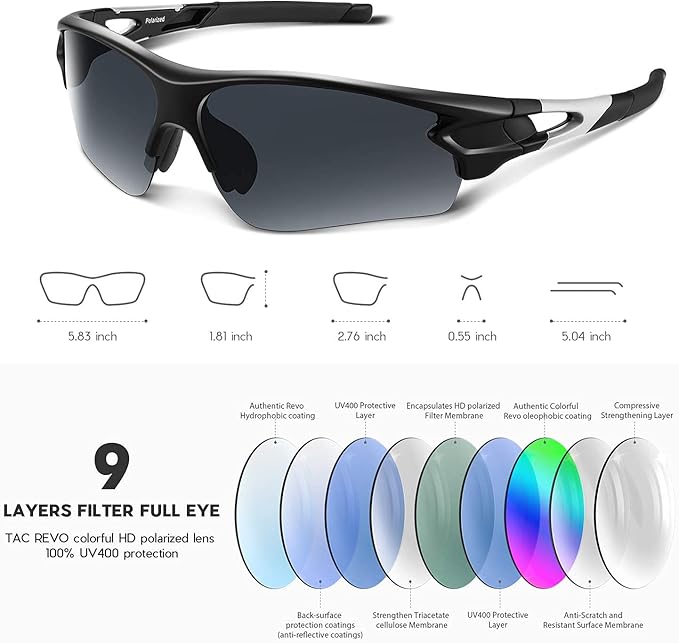 BEACOOL Polarized Sports Sunglasses for Men Women Youth Baseball Fishing Cycling Running Golf Motorcycle Tac Glasses UV400