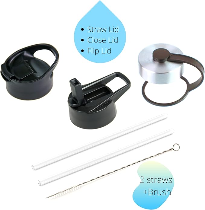 DRINCO Stainless Steel Water Bottle Spout Lid Vacuum Insulated Double Wall Water Bottle Wide Mouth (40oz 32oz 22oz 18oz 14oz) Leak Proof Keeps Cold or Hot (32 oz, 32oz Illuminating Yellow)