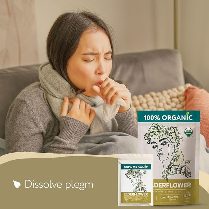 Elderflower Tea Organic (4oz.) - Elder Flowers Dried Herb for Respiratory Health - Loose Leaf Medicinal Tea