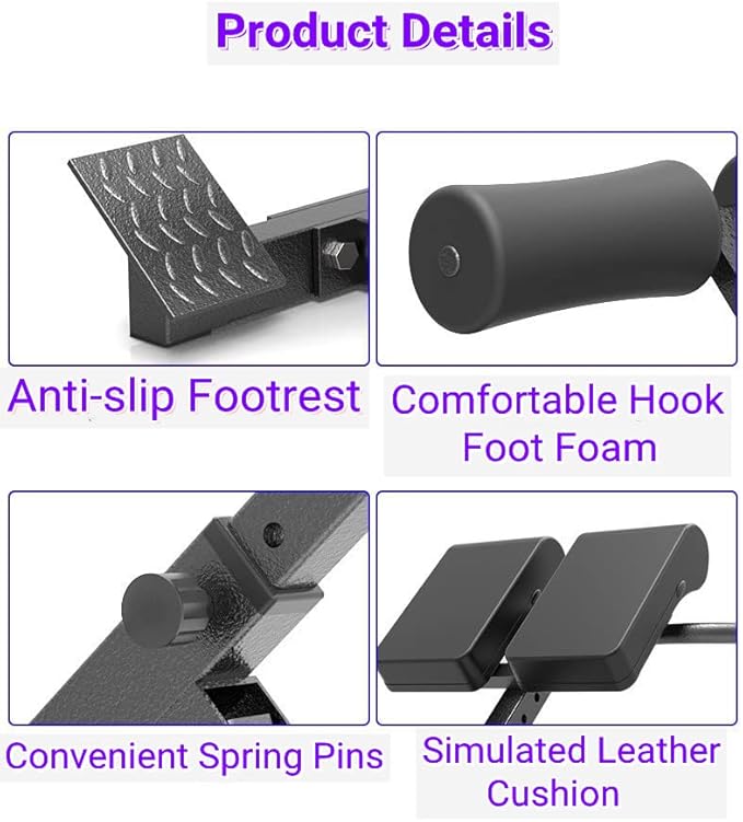 ComMax Hyperextension Roman Chair Back Extension Bench Foldable Workout Bench Machine for Home GYM Adjustable Waist Abdominal Back Trainer