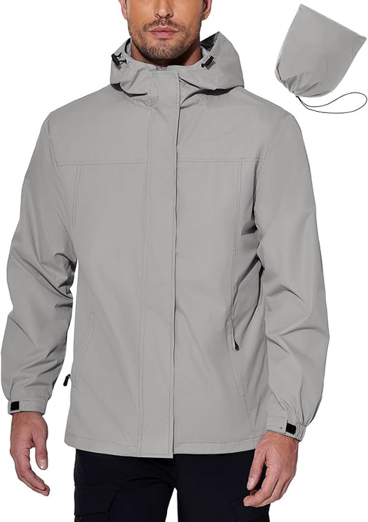 COOFANDY Men's Rain Jacket Waterproof With Hood Lightweight Packable Shell Raincoat Windbreaker For Cycling Golf Travel