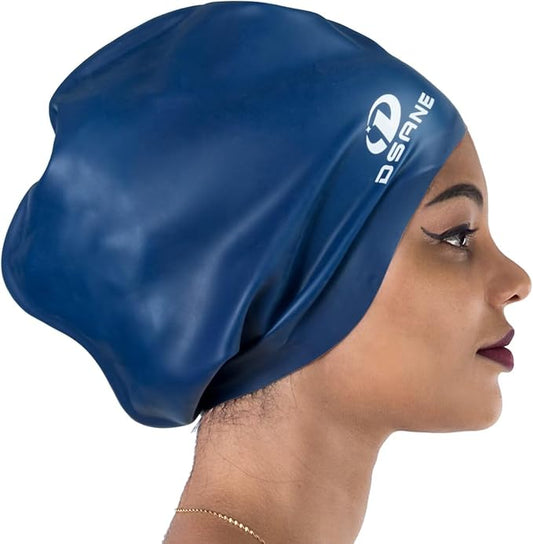 Dsane Extra Large Swimming Cap for Women and Men,Special Design Swim Cap for Very Long Thick Curly Hair&Dreadlocks Weaves Braids Afros Silicone Keep Your Hair Dry