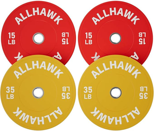 Colored Olympic Weight Plates, 2-inch Rubber Bumper Plate Set for Home Gym Barbell Weight Lifting and Strength Training